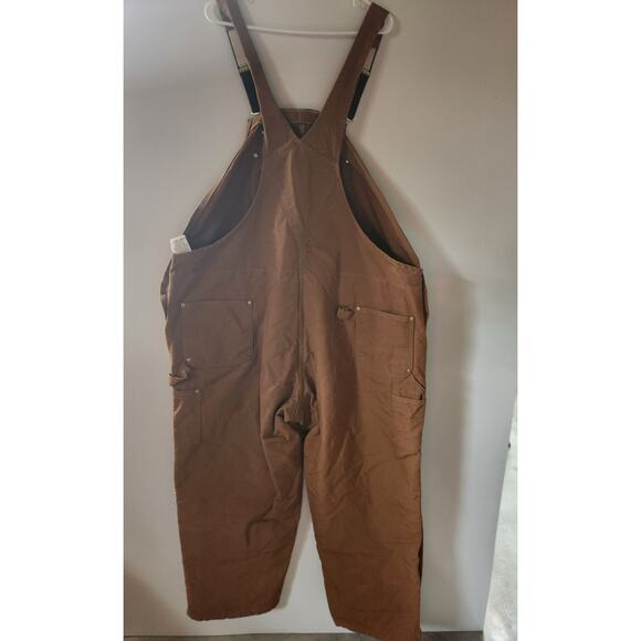 Carhartt Quilted Overalls Mens 54x32 Brown Duck Canvas Double Knee USA Made - Picture 4 of 7